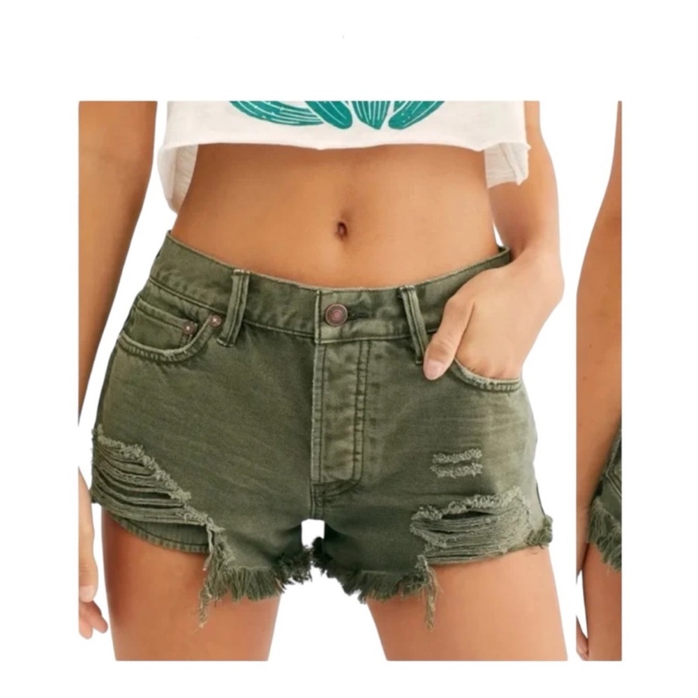 Free People Loving Good Vibrations Shorts, 25, Olive